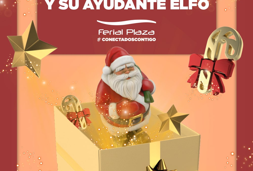 Papá Noel y su fiel ayudante elfo aterrizan en Ferial Plaza